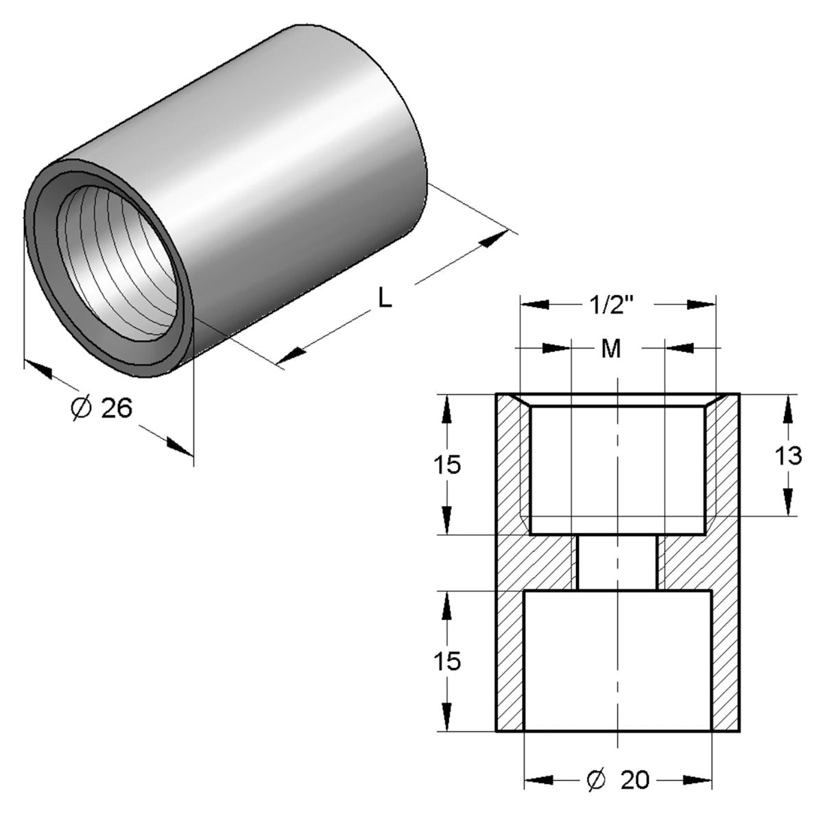 Overgangsstykke | Erik Larsen & Søn | Gevindstænger - Pindbolte | Foto 2