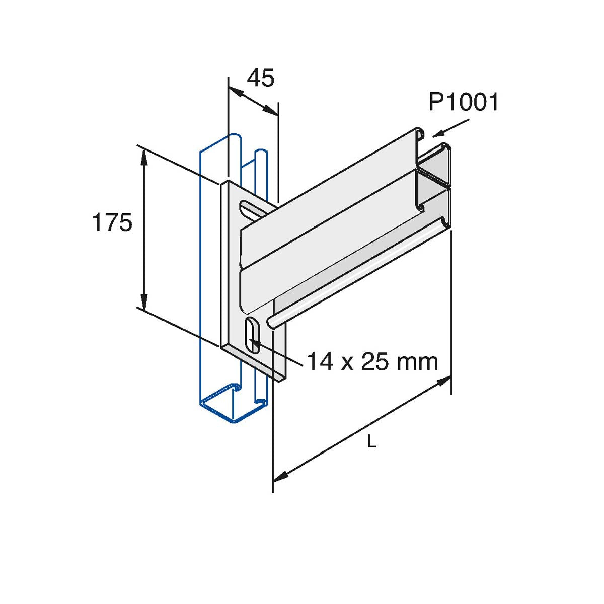 Konsol med 41x83 mm dobbeltskinne