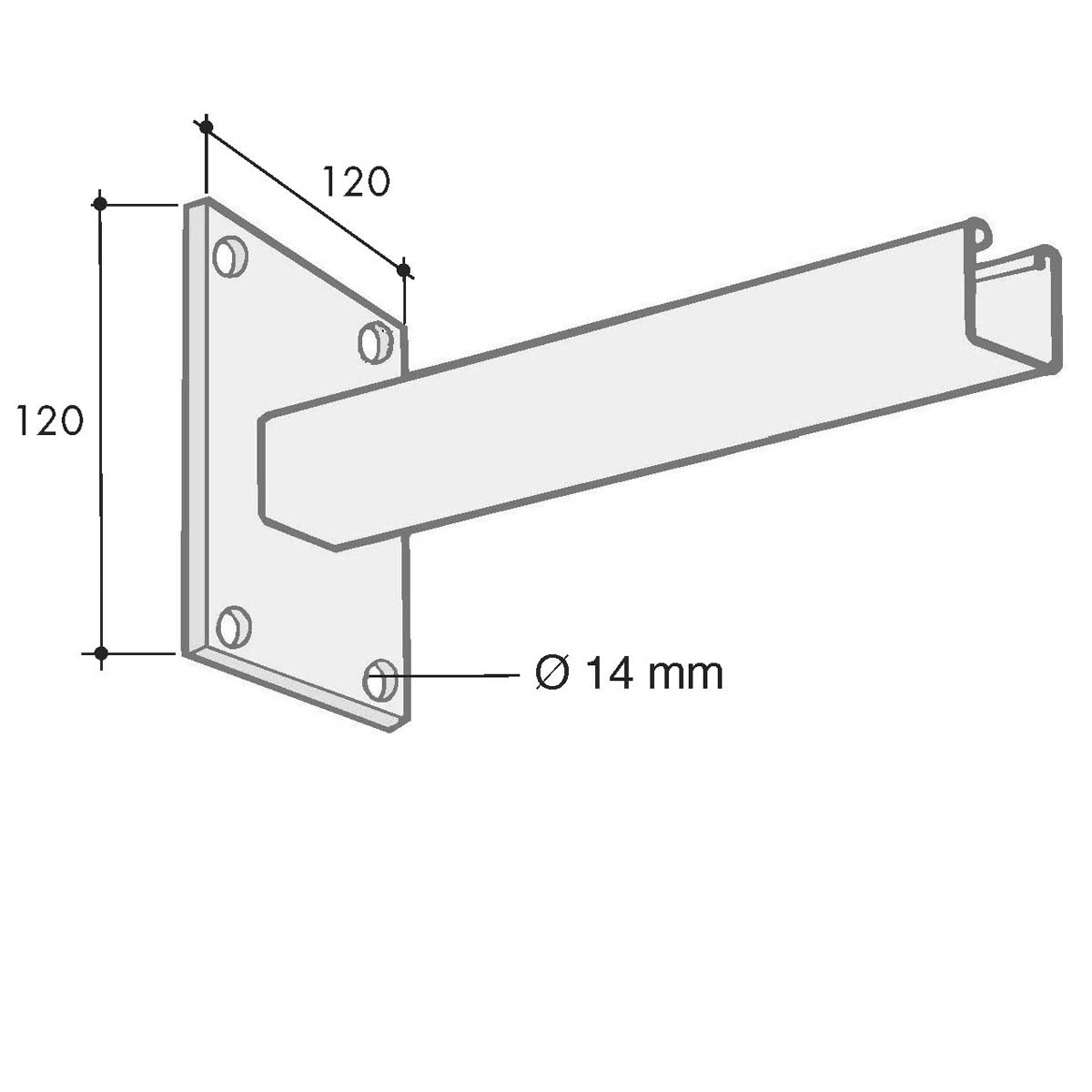 Konsol med 41x41 eller 41x83 mm montageskinne