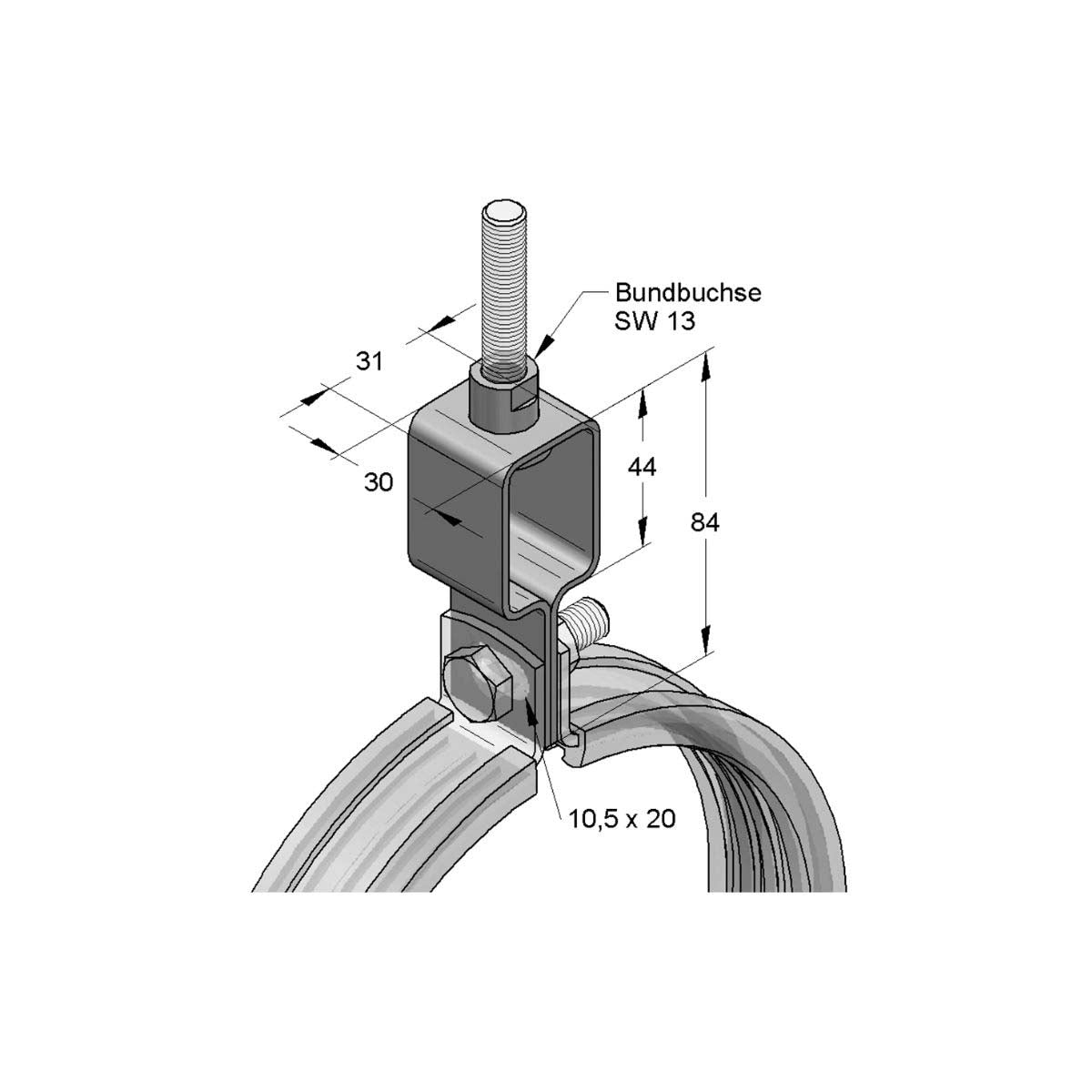 Højderegulering med vandret hul | Erik Larsen & Søn | Beslag til rørbøjler | Foto 2