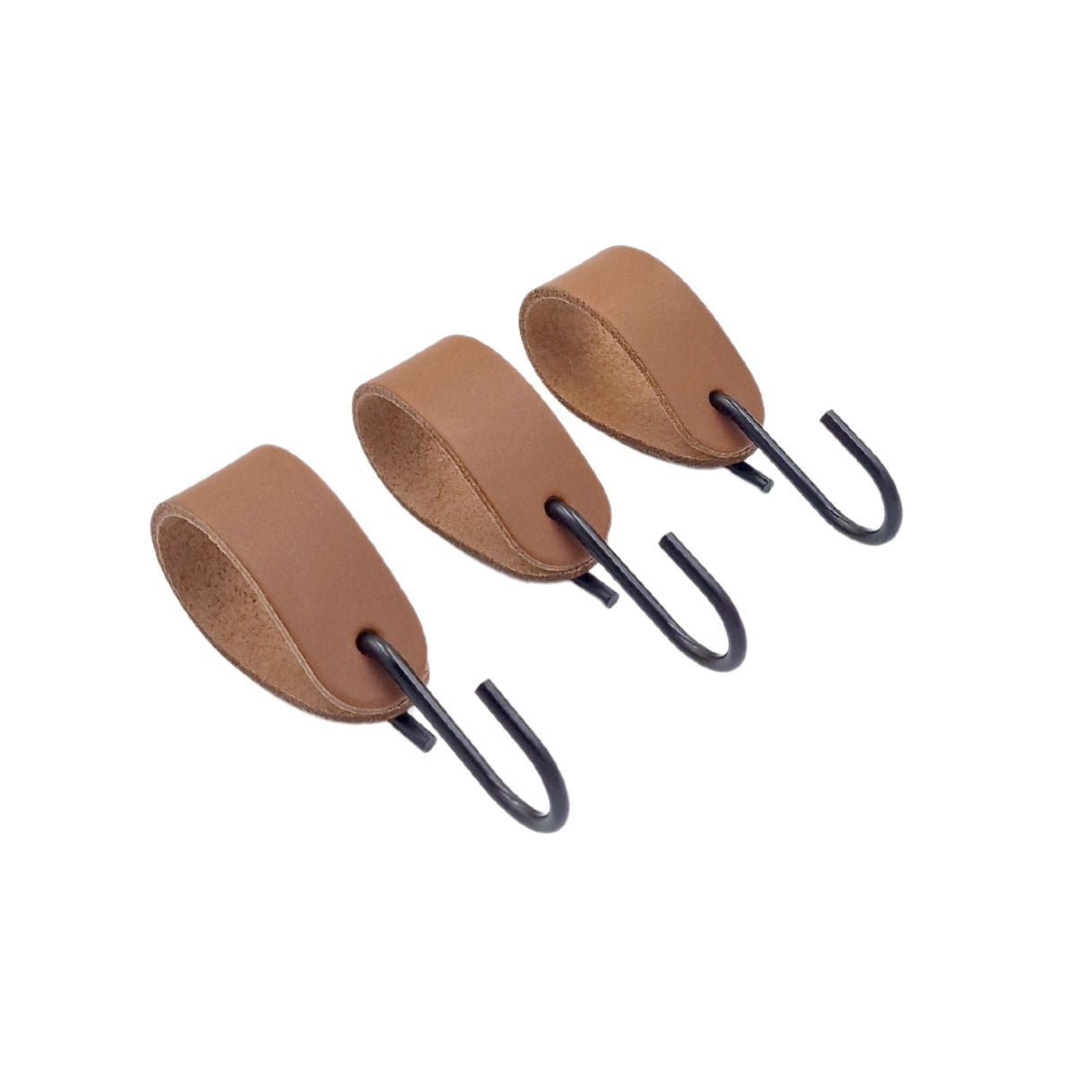 3 stk s-krog med lys brun læderstrop