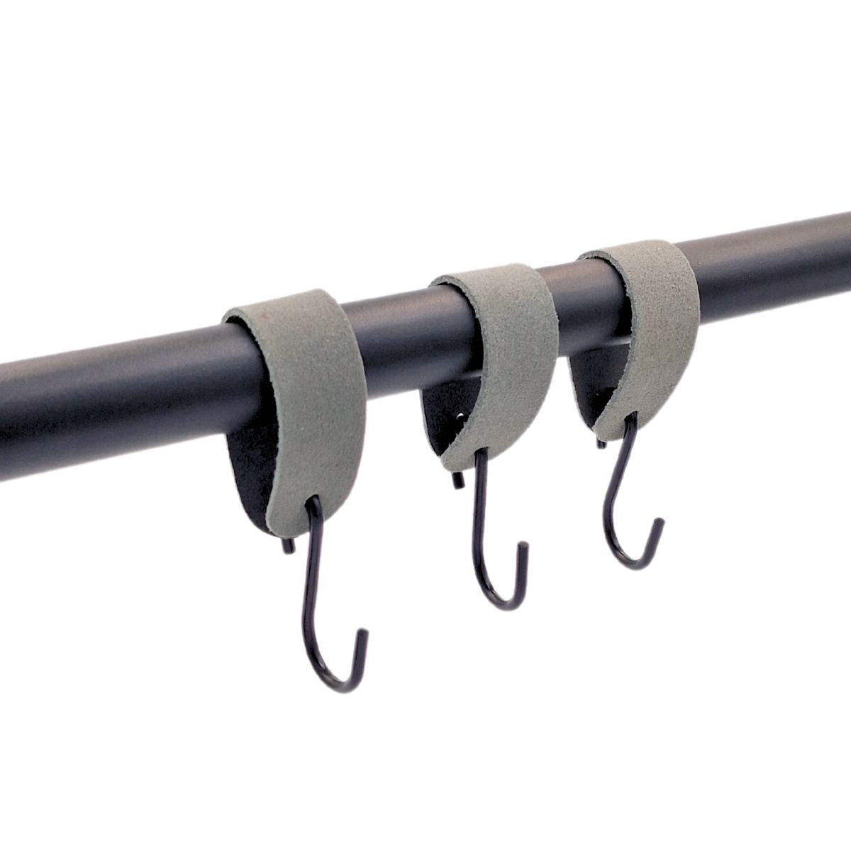 3 stk s-krog med grå ruskindslæderstrop