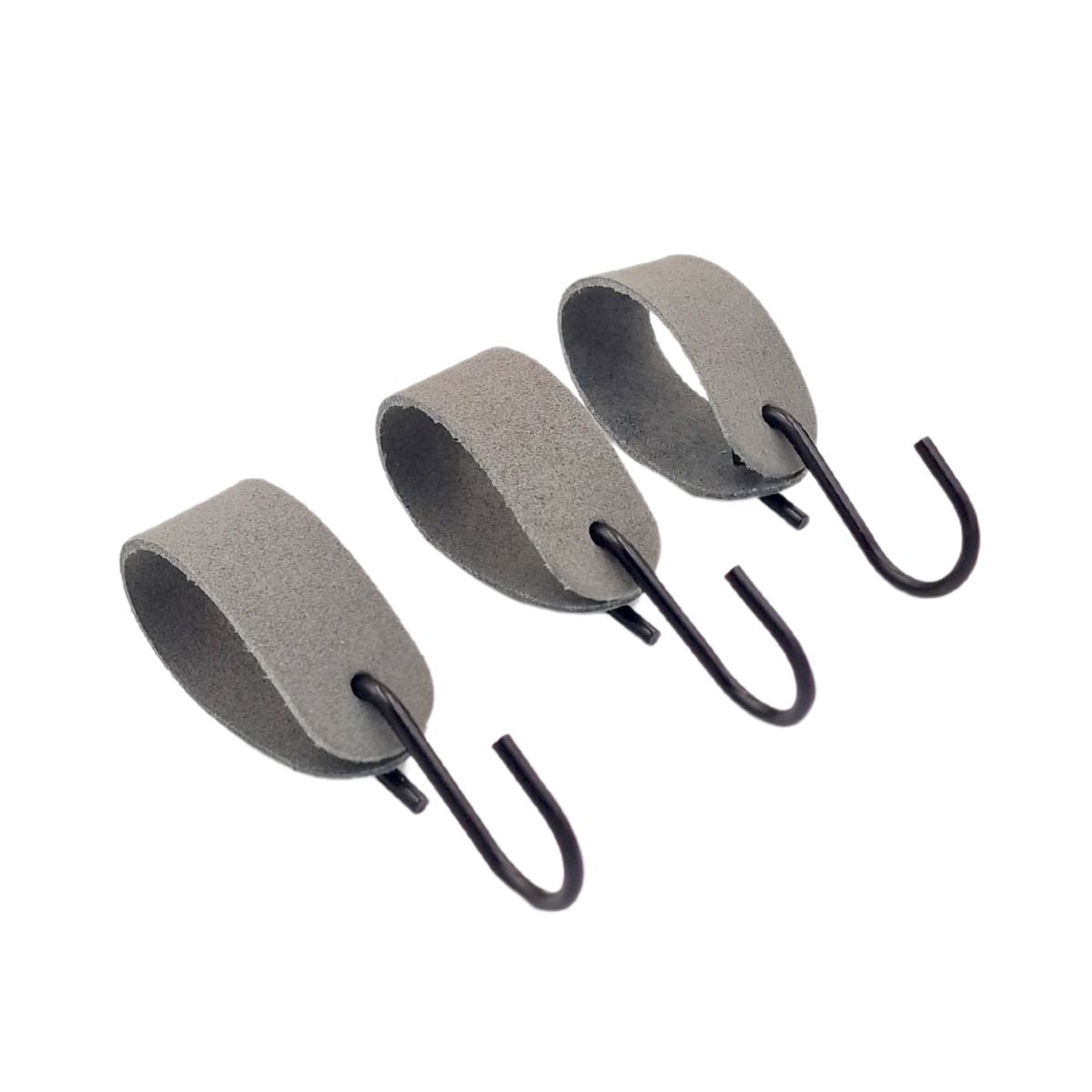 3 stk s-krog med grå ruskindslæderstrop