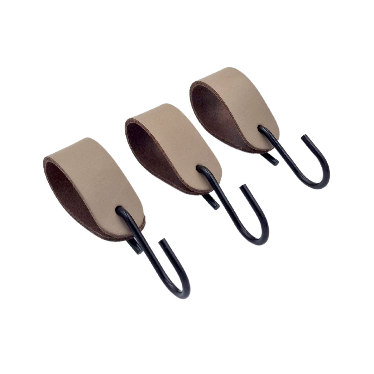 3 stk s-krog med taupe læderstrop
