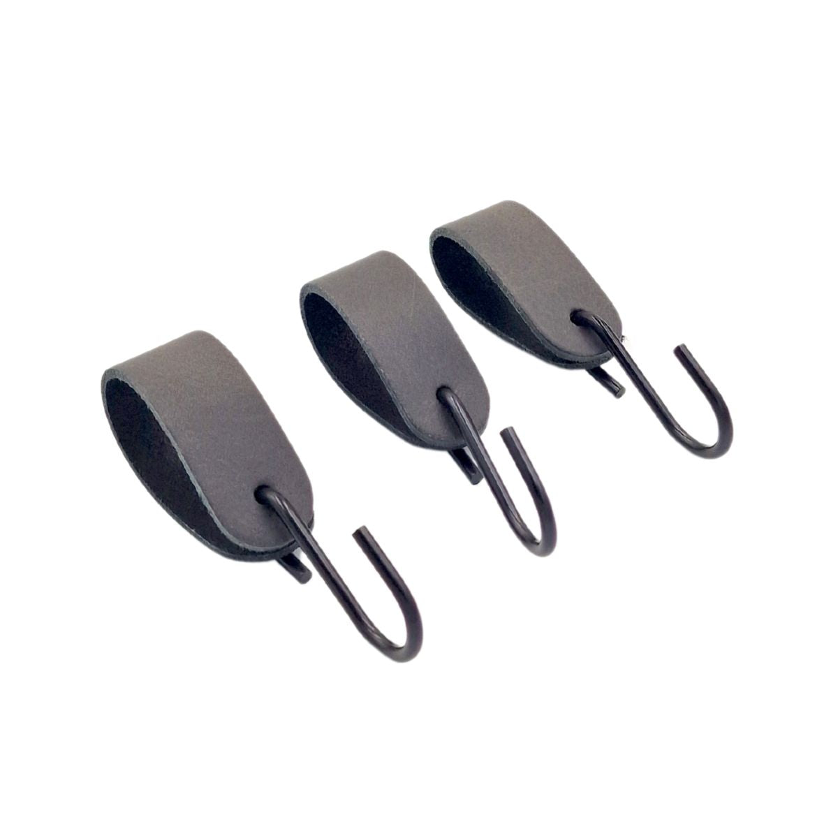 3 stk s-krog med vintage grå læderstrop