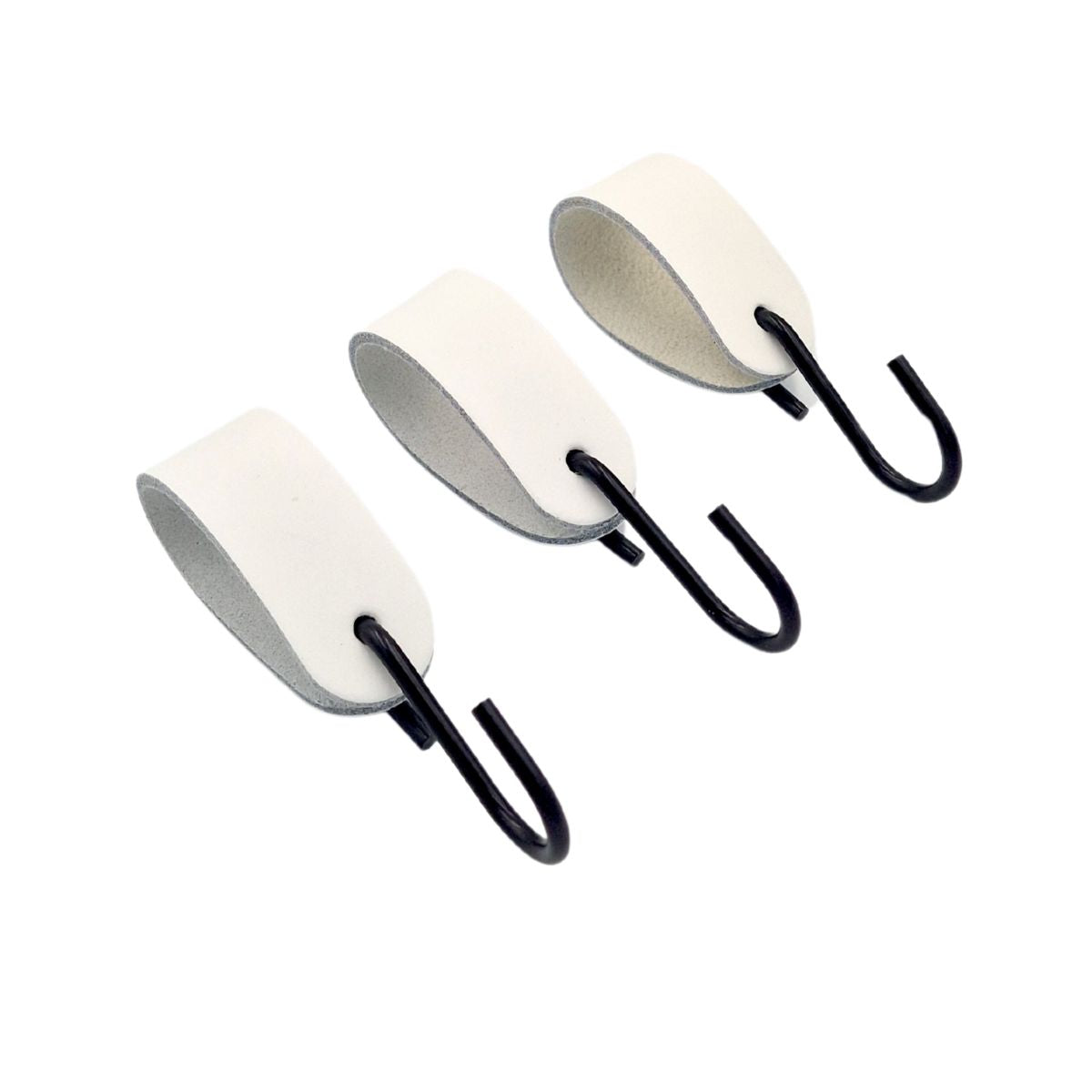 3 stk s-krog med hvid læderstrop