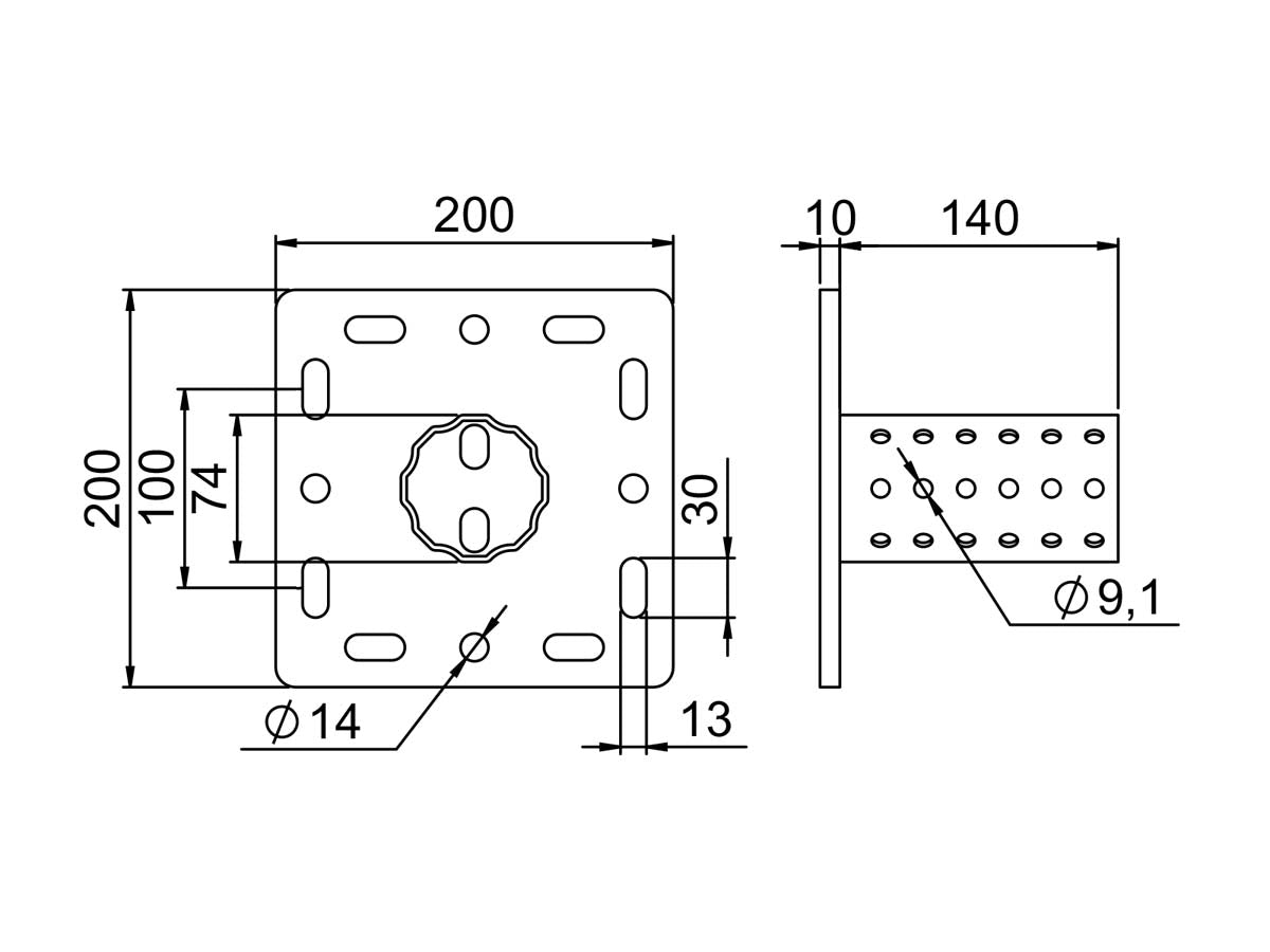 OGCS200KE - CERTA KE S200 fodflange | Certa | Beslag til HD skinnesystem | Foto 2
