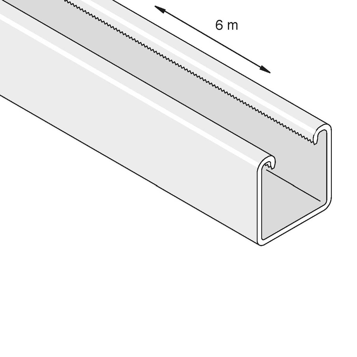 Kraftig 41x41 mm profilskinne uden huller