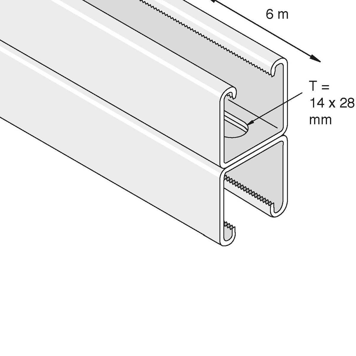 Kraftig 41x83 mm dobbeltprofil med huller