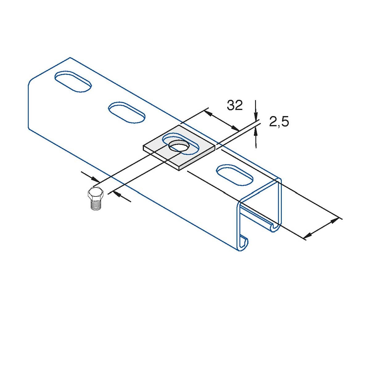 P1063/10, P1063/12 Indvendig firkantskive | Unistrut | Beslag til skinnesystemer | Foto 1
