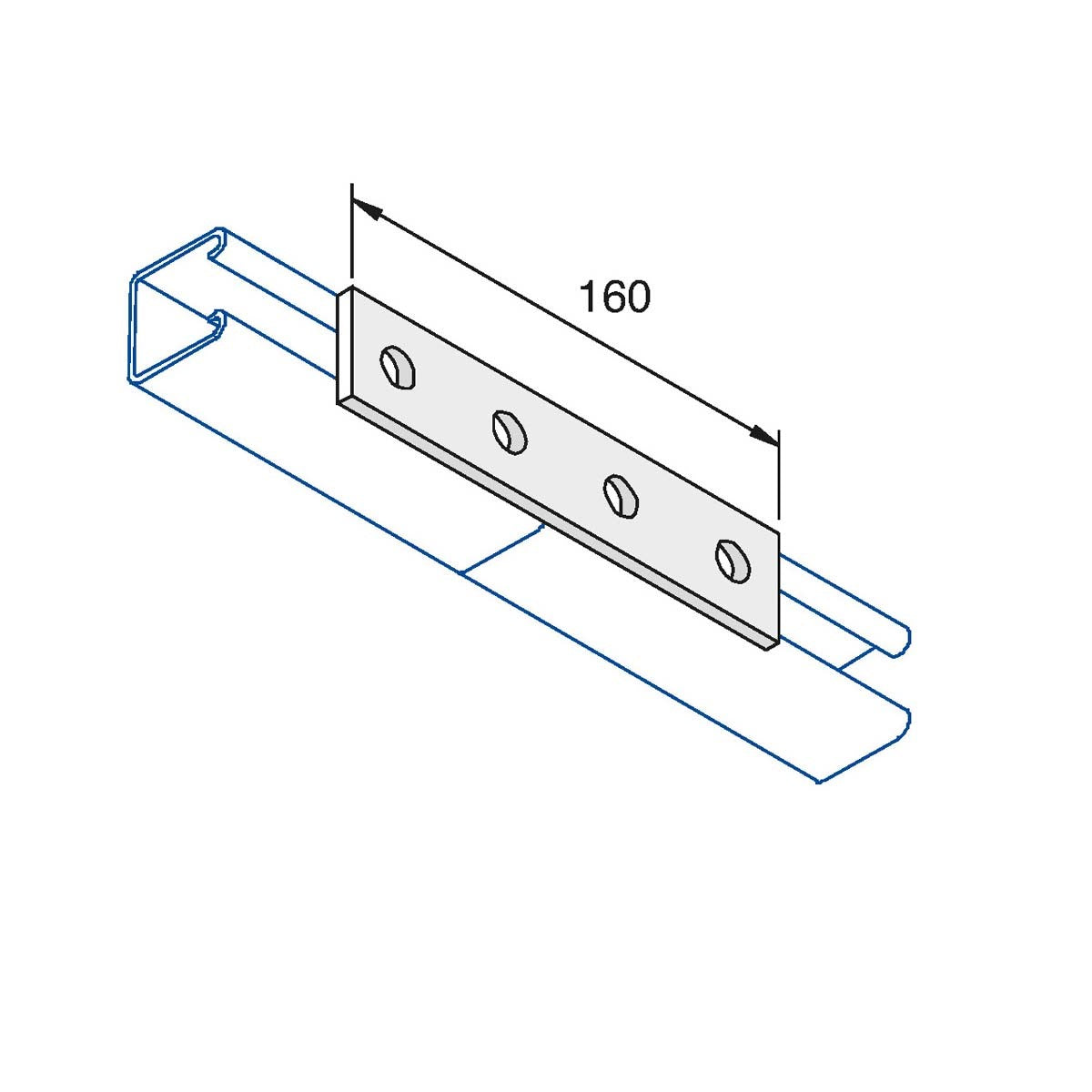 P1067 - Lige planbeslag, 4 huls | Unistrut | Beslag til skinnesystemer | Foto 1