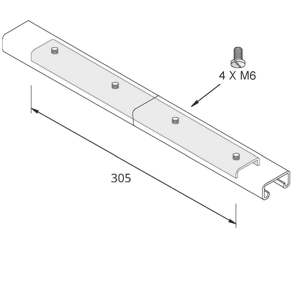 Indvendig, lige samling til 41x21 profilskinne