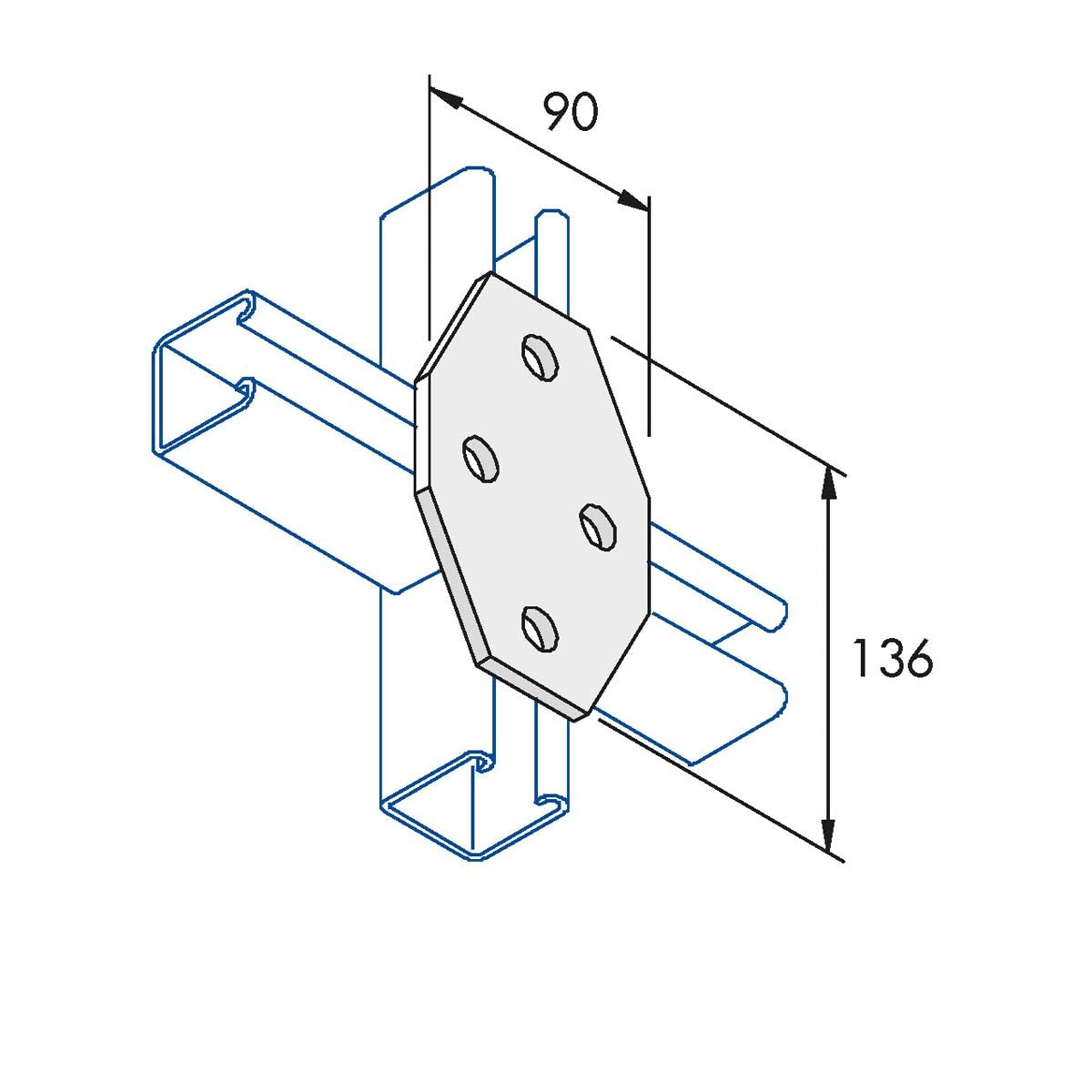P1580 - Planbeslag | Unistrut | Beslag til skinnesystemer | Foto 1