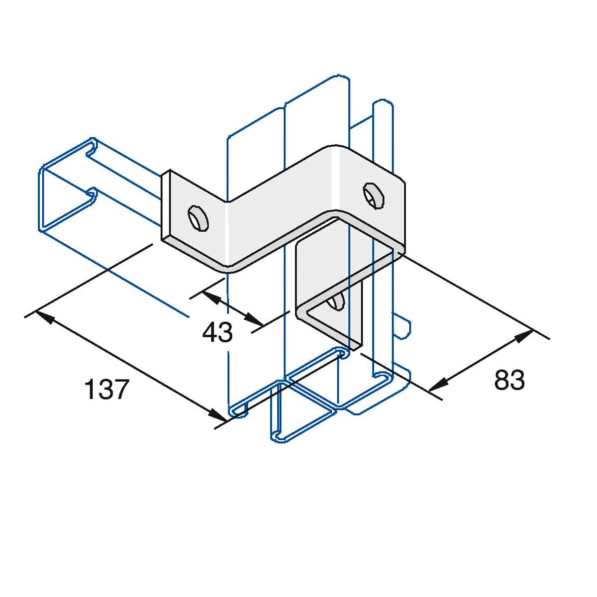 P1737 - U-beslag | Unistrut | Beslag til skinnesystemer | Foto 1