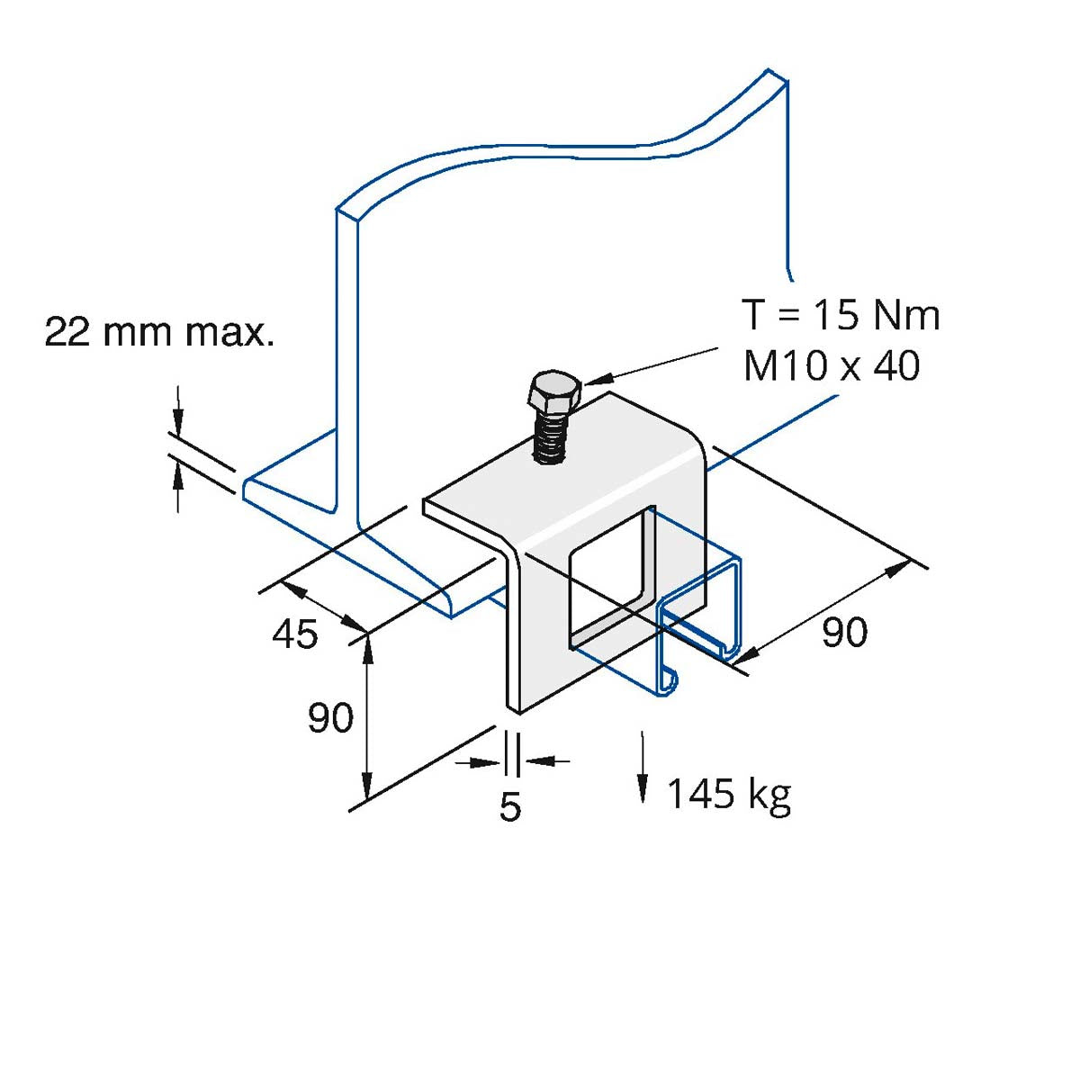 P1796 - Bjælkebeslag | Unistrut | Beslag til skinnesystemer | Foto 1