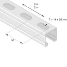 Let 41x41 mm profilskinne med huller