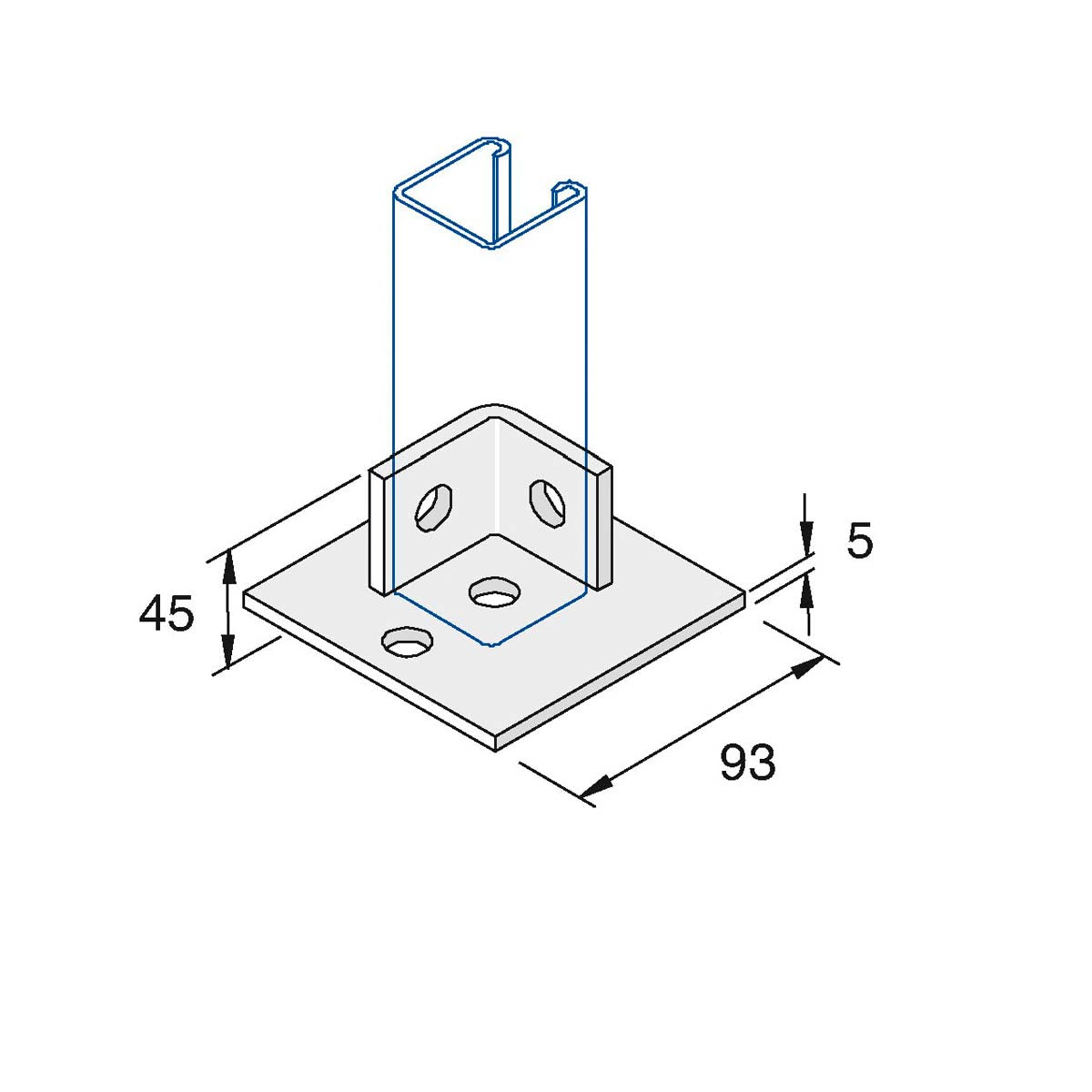P2072 S1 - Flangebeslag | Unistrut | Beslag til skinnesystemer | Foto 1