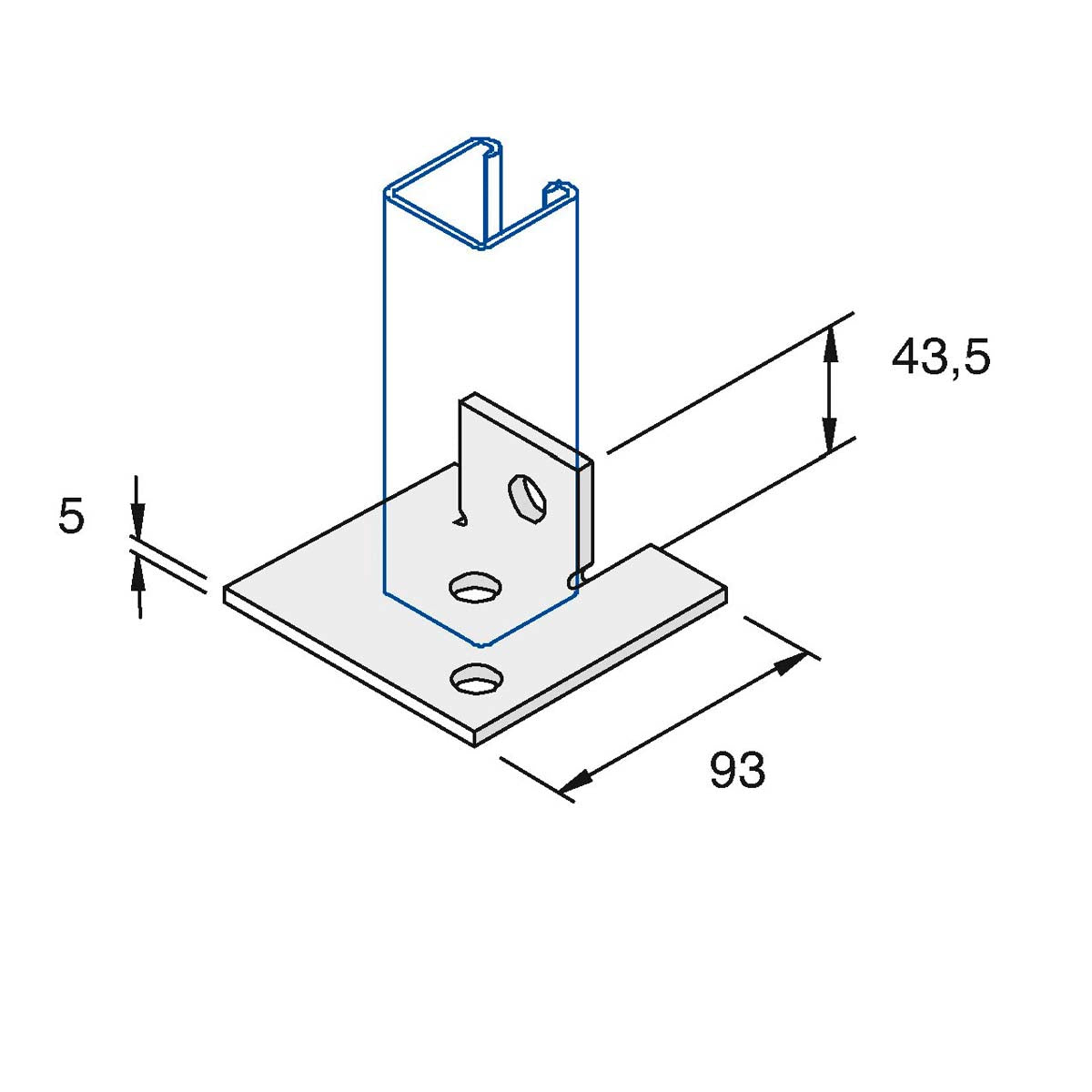 P2072 S2 - Flangebeslag | Unistrut | Beslag til skinnesystemer | Foto 1