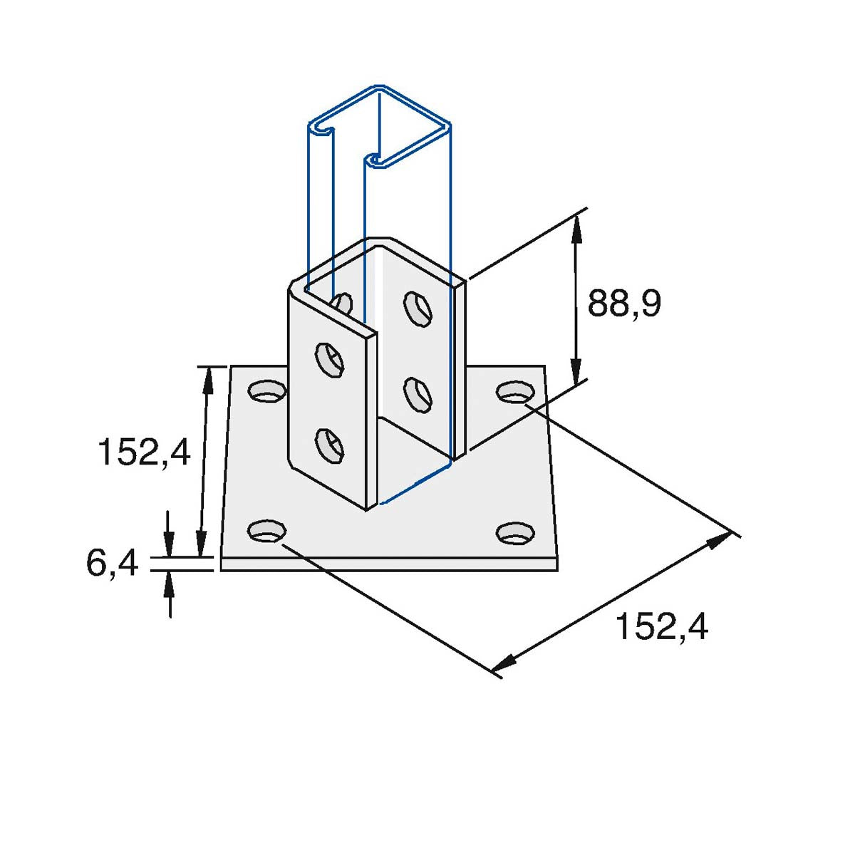 P2072 A - Flangebeslag (skrå) | Unistrut | Beslag til skinnesystemer | Foto 1