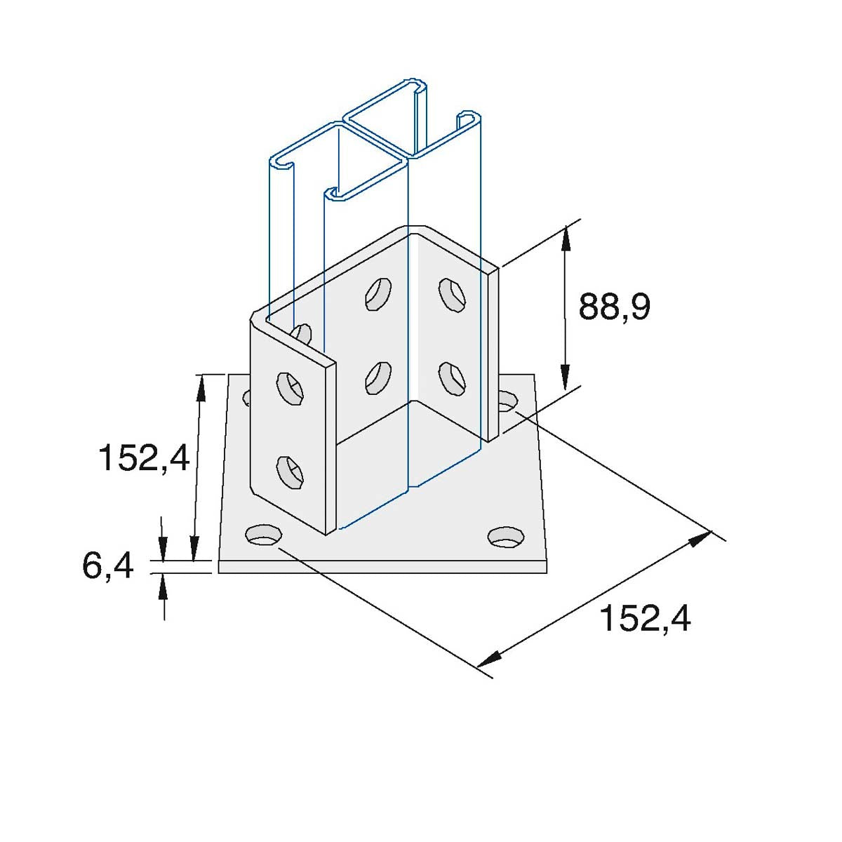 P2073 A - Flangebeslag (skrå) | Unistrut | Beslag til skinnesystemer | Foto 1