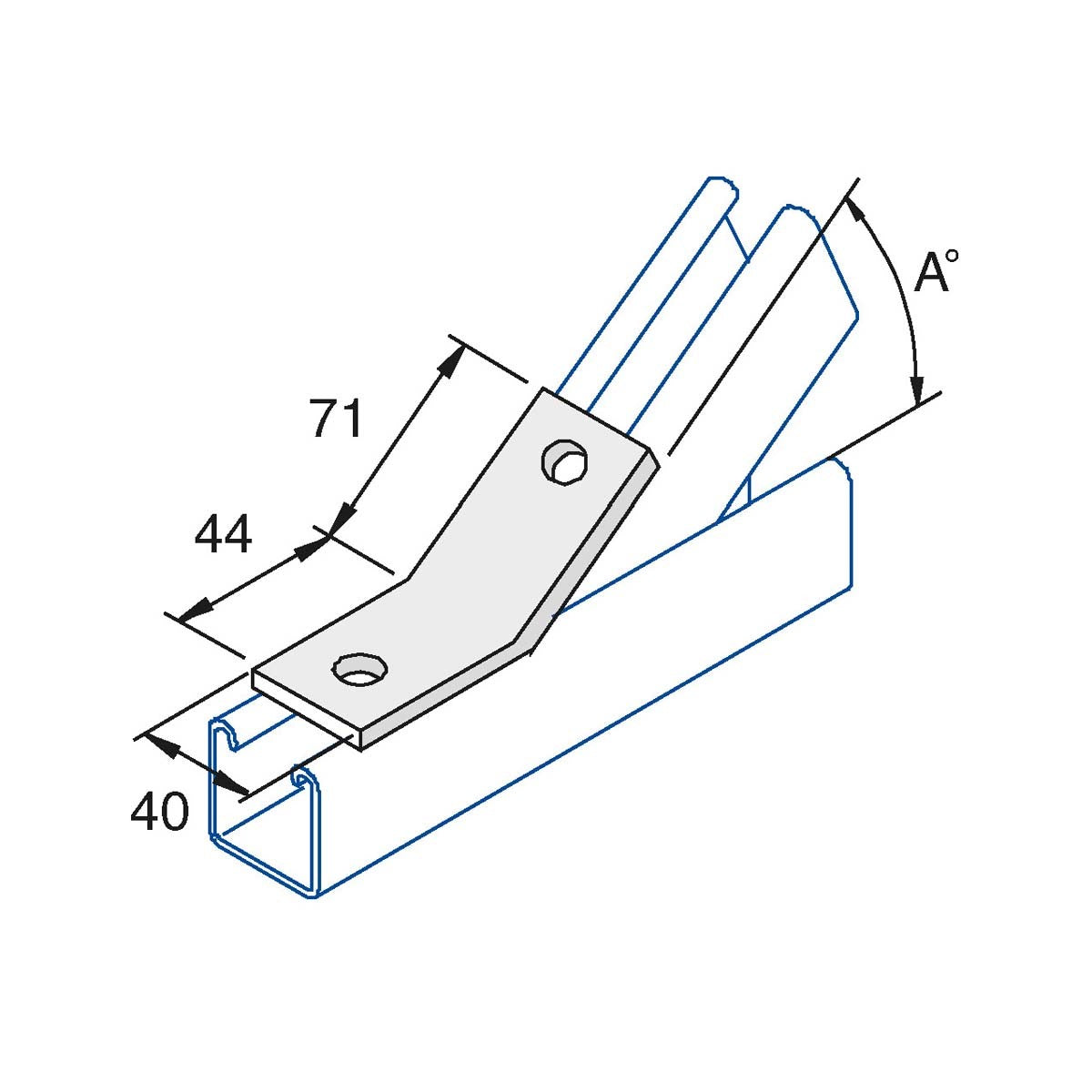 P2095 - Vinkelbeslag 75 gr. | Unistrut | Beslag til skinnesystemer | Foto 1
