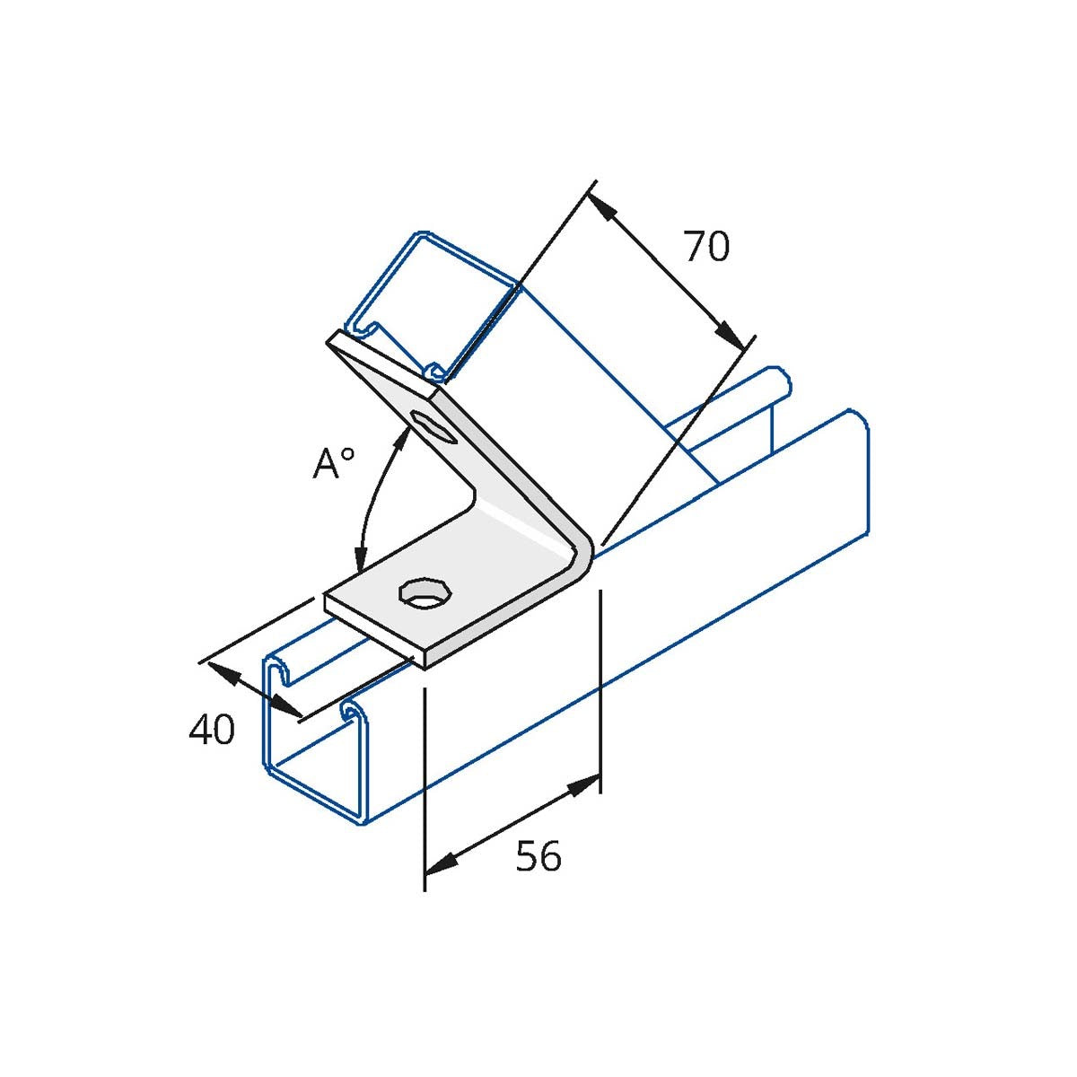 P2106 - Vinkelbeslag 75 gr. | Unistrut | Beslag til skinnesystemer | Foto 1