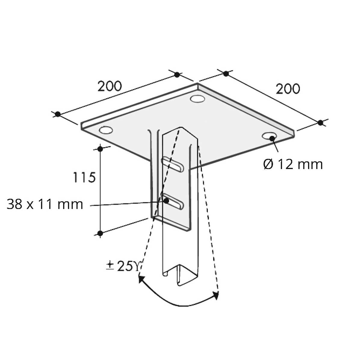 P2347 - Fodsokkel | Unistrut | Beslag til skinnesystemer | Foto 1