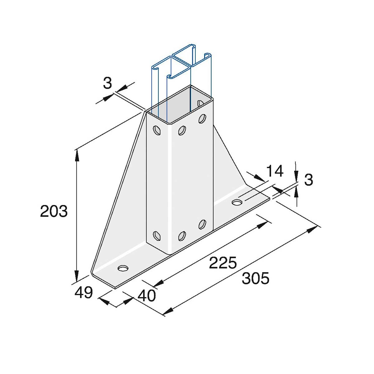 P2348 S2 - Flangebeslag | Unistrut | Beslag til skinnesystemer | Foto 1
