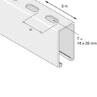 Kraftig 41x62 mm montageskinne med huller