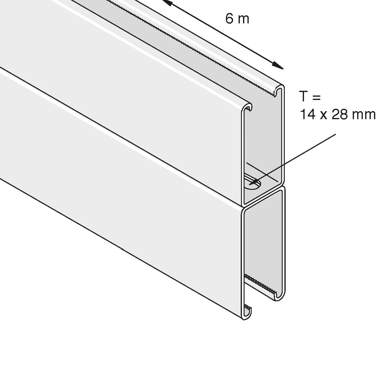 P5501 - Dobbelt montageskinne m/huller (41x124x2,5 mm) | Unistrut | Profiler | Foto 1