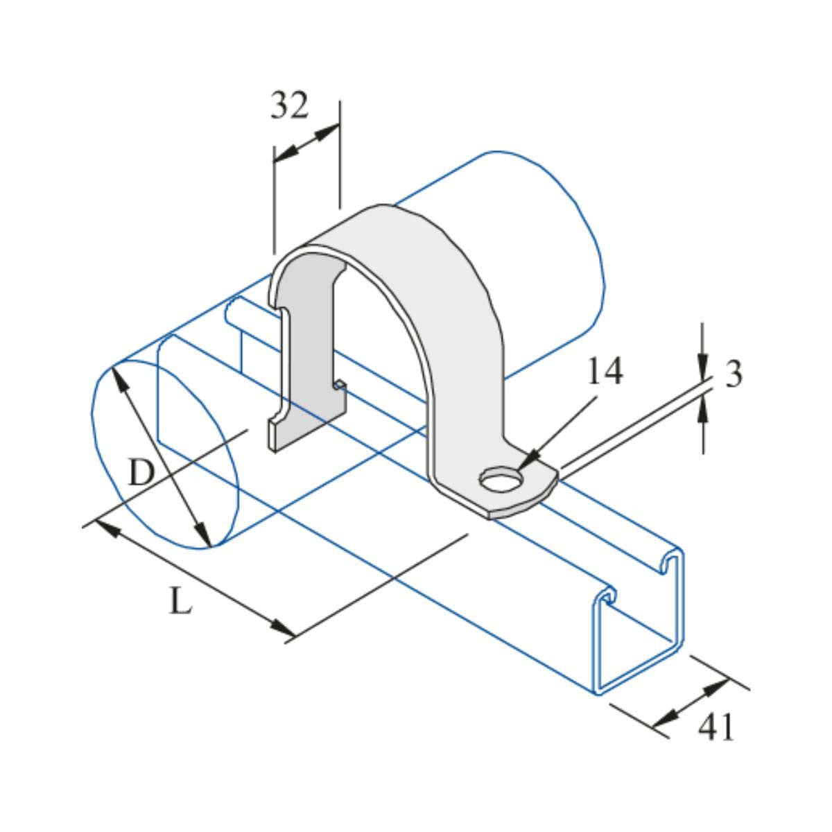 SS 2 rørbøjle | Unistrut profilsystem | Erik Larsen & Søn