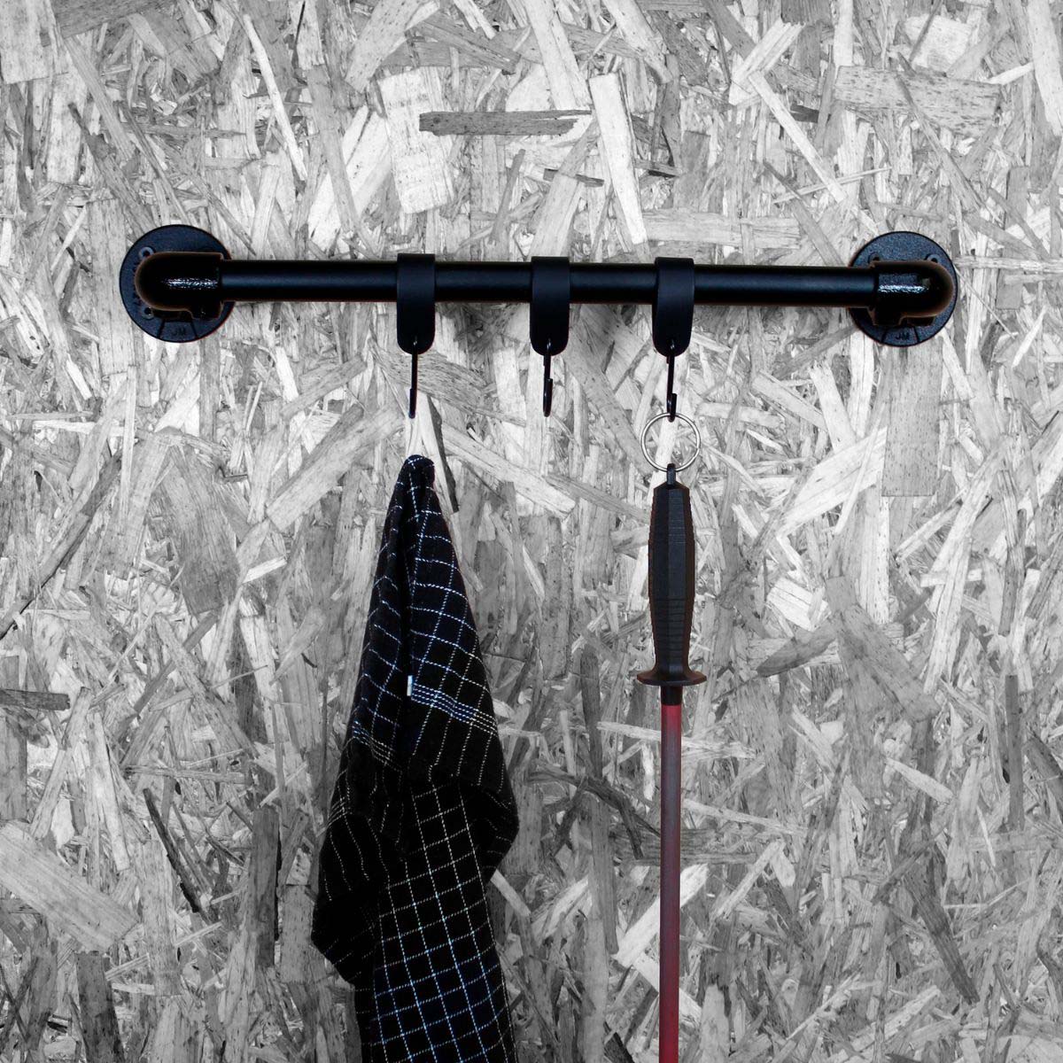 Ophæng til køkkenet i sort vandrør uden gevind | Clarrods no 3 vægophæng