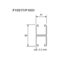 Tværmål P1001 dobbeltskinne med og uden huller