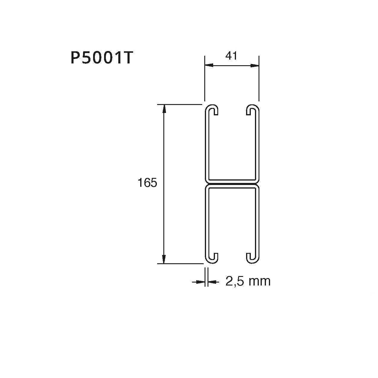 Tværmål P5001 dobbeltskinne med huller