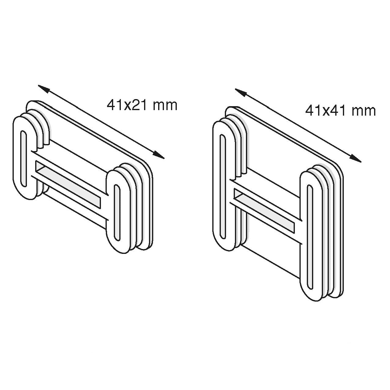 Endepropper til 41x21 mm og 41x41 mm montageskinner