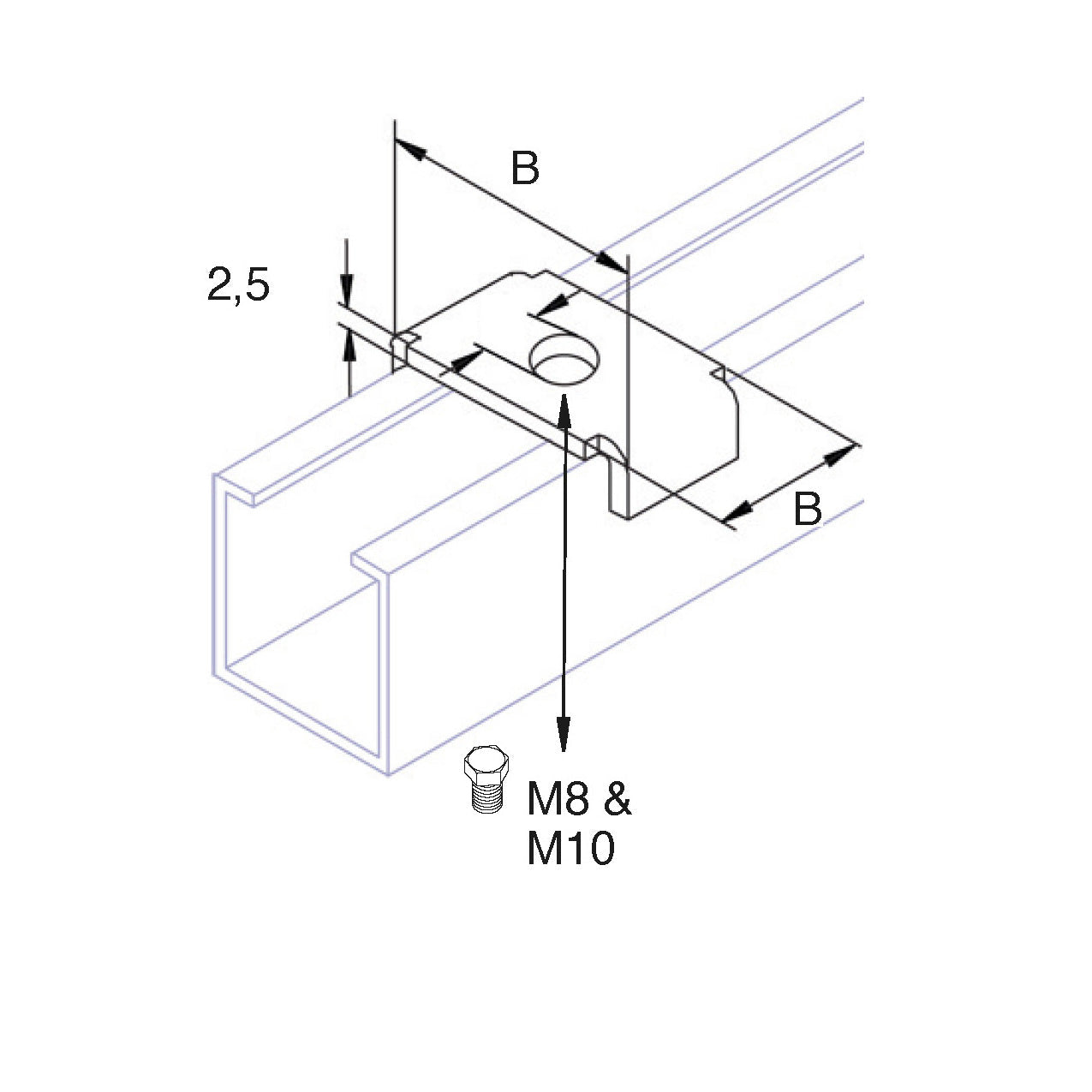 Firkantskive til 30 mm profilskinne