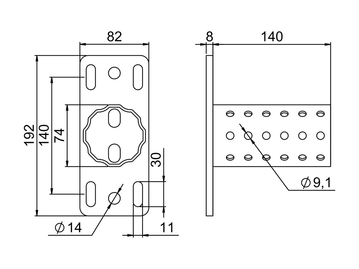 OGCSKE - CERTA KE S fodflange | Certa | Beslag til HD skinnesystem | Foto 2