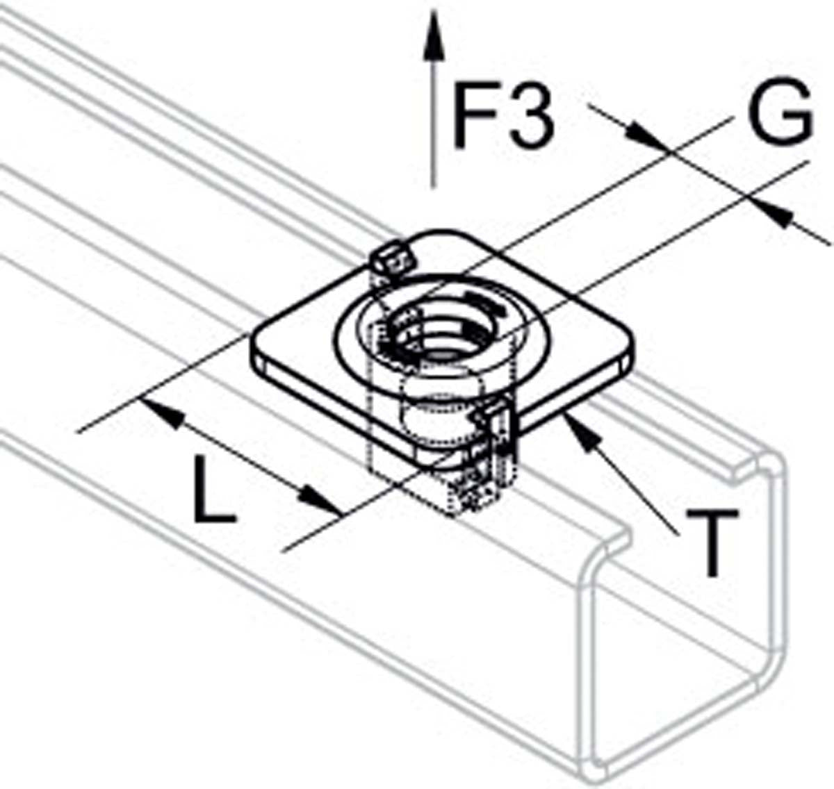 UNI1 Skinnemøtrik med firkantskive (Nutwasher) | Erik Larsen & Søn | Profilmøtrikker | Foto 1