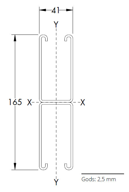 P5001T - Dobbelt montageskinne m/huller  (41x124x2,5 mm) | Unistrut | Profiler | Foto 5